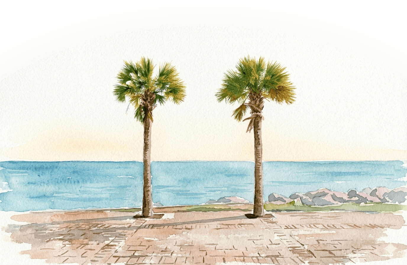Seabrook Island Club terrace watercolor